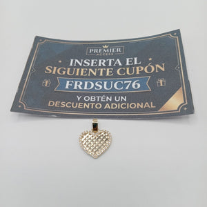 DIJE TEJIDO CORAZON CON CERCO DE CIRCONIAS 14K 1.2 GR (NUEVO)