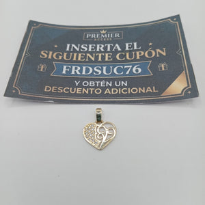 DIJE TEJIDO CORAZON CON CIRCONIAS Y ARBOL DE LA VIDA 14K 0.8 GR (NUEVO)