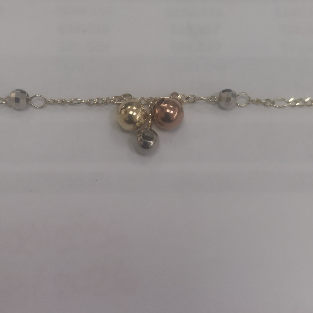 CADENA GARGANTILLA 3X1 CON ESFERAS COMBINADAS 14K 45 CM 3.1 GR (NUEVO)