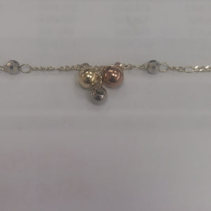 CADENA GARGANTILLA 3X1 CON ESFERAS COMBINADAS 14K 45 CM 3.1 GR (NUEVO)