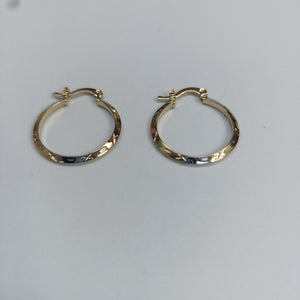 ARETES TEJIDO ARRACADAS BISELADAS COMBINADAS 14K 1.4 GR (NUEVO)