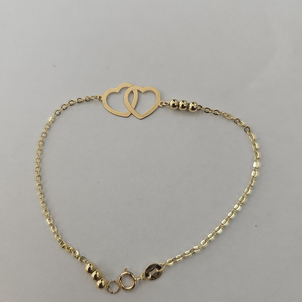 PULSERA TEJIDO ESPECIAL C CORAZONES 14K 18 CM 1.7 GR (NUEVO)
