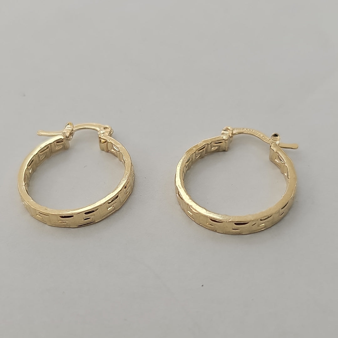 ARETES TEJIDO ARRACADAS TIPO GRECAS 14K 2.2 GR (NUEVO)