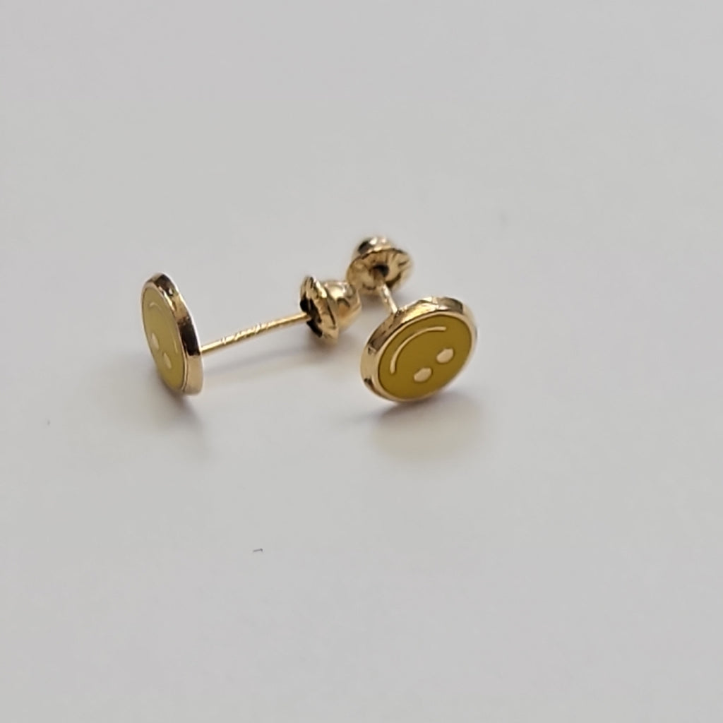BROQUELES BROQUEL FIG SONRISA ESMALTE AMARILLO 14K 0.2074 GR (NUEVO)