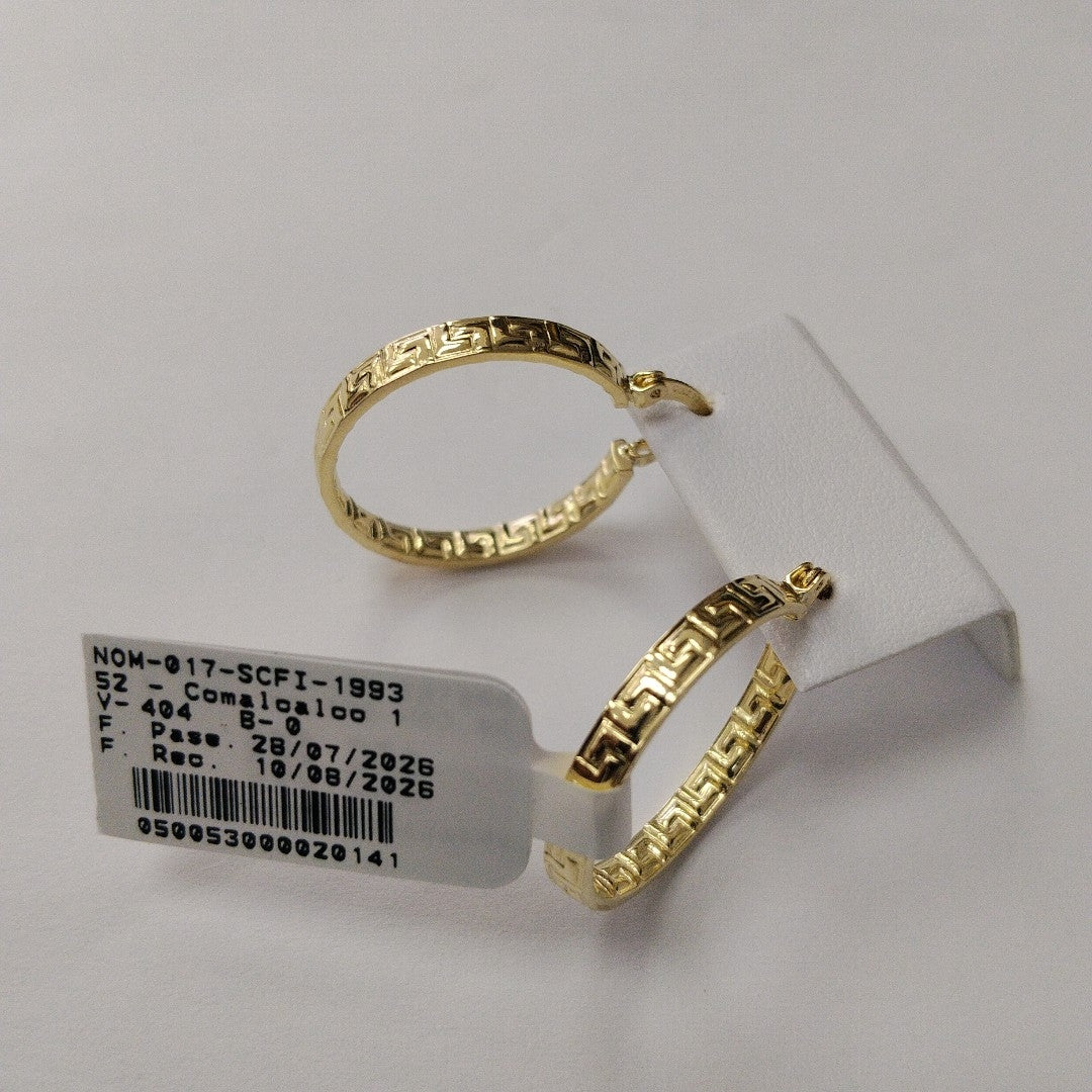 ARETES TEJIDO ARRACADA CON GRECAS 14K 2.6 GR (NUEVO)