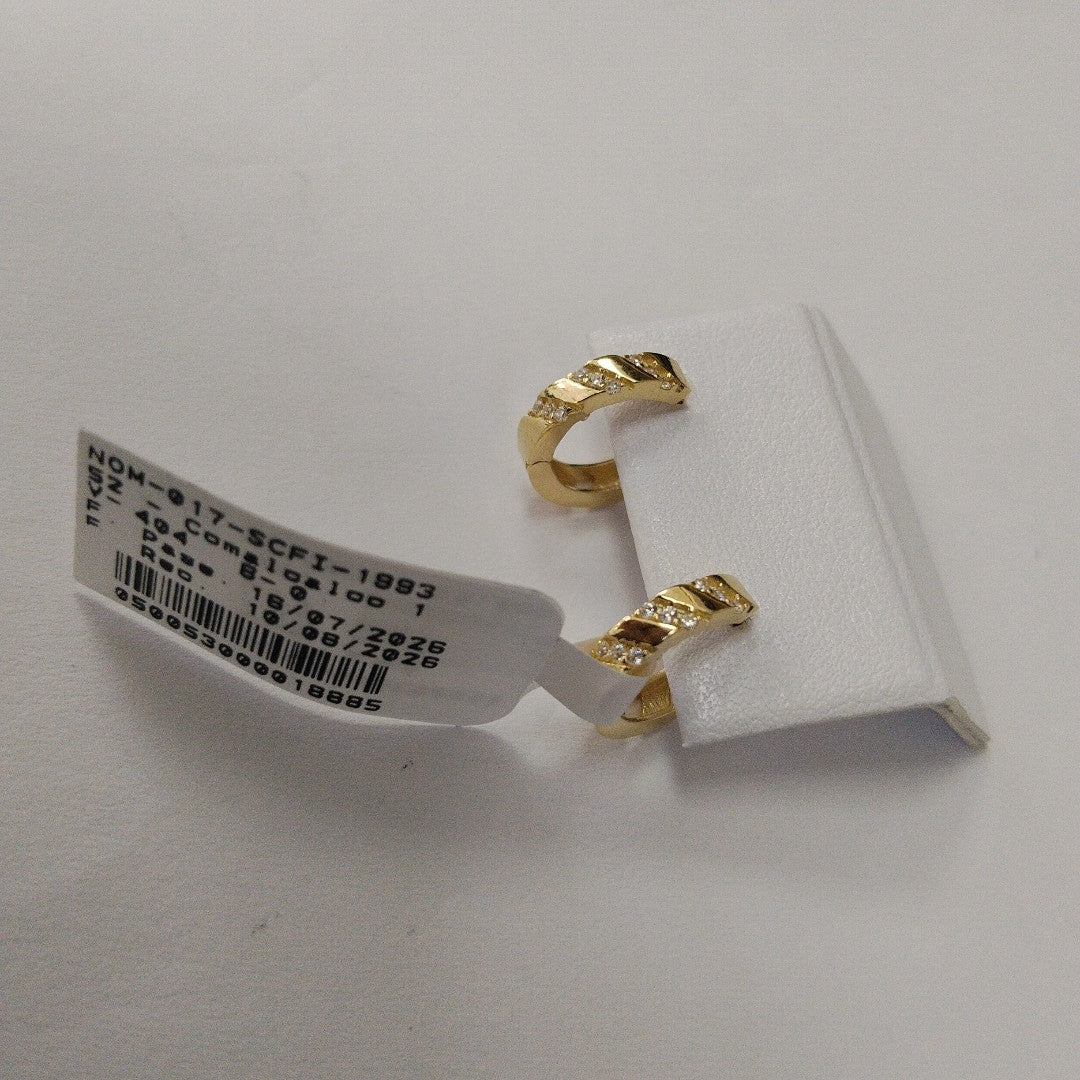 ARETES HUGGIES CON CIRCONIAS 14K 2.3 GR (NUEVO)