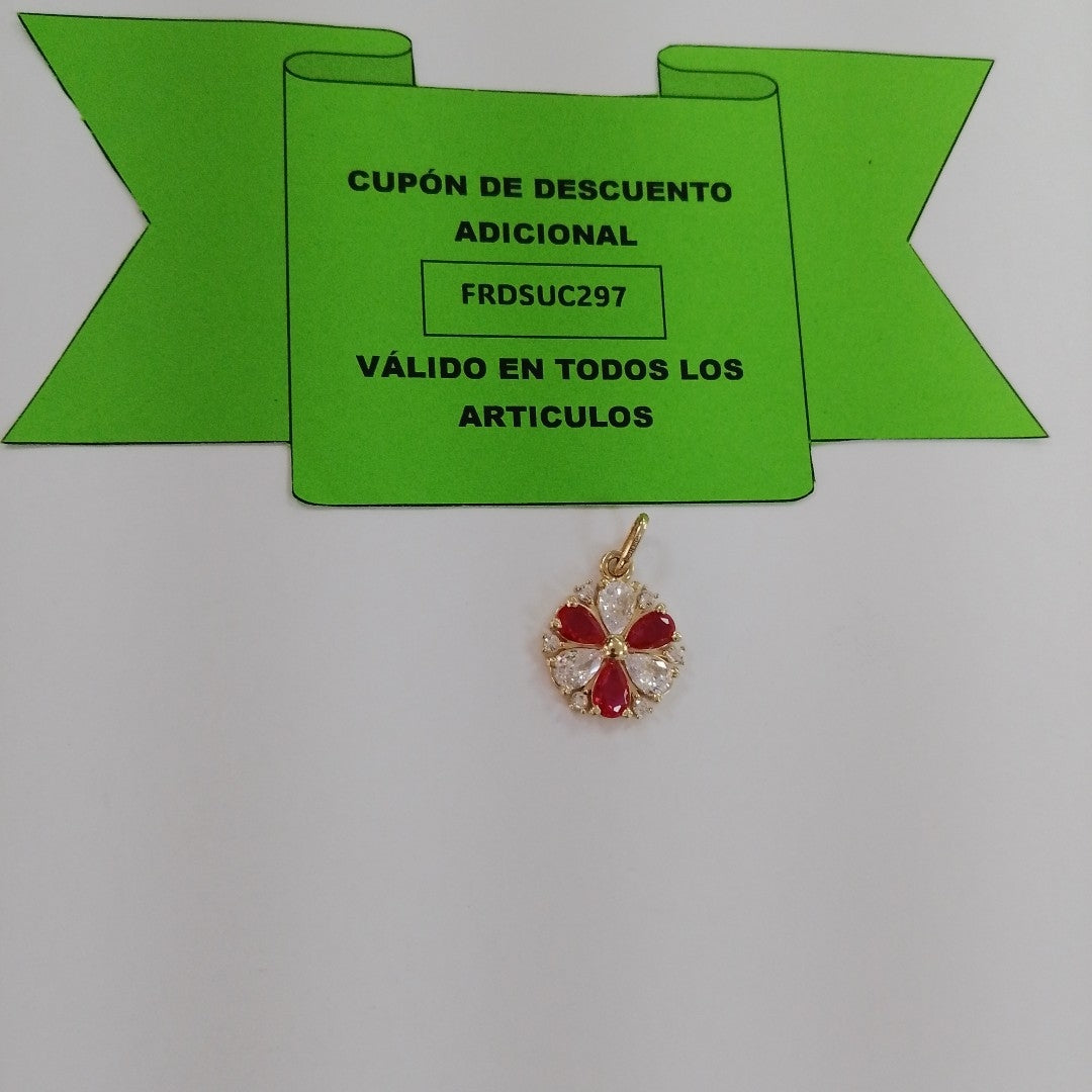 DIJE FLOR CIRCONIAS Y PIEDRAS DE COLOR 14K 2.8 GR (NUEVO)