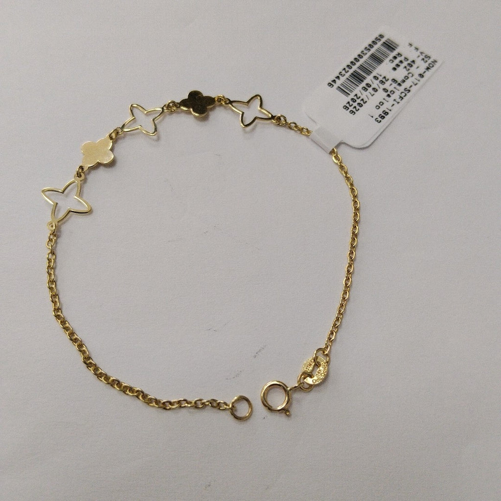 PULSERA TEJIDO ESP CON TREBOL 14K 18 CM 1.5 GR (NUEVO)