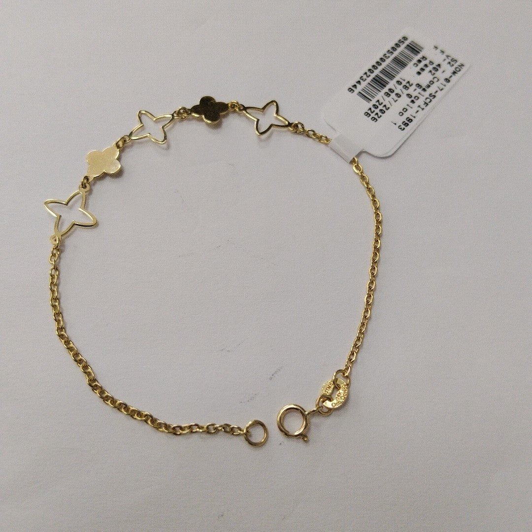 PULSERA TEJIDO ESP CON TREBOL 14K 18 CM 1.5 GR (NUEVO)