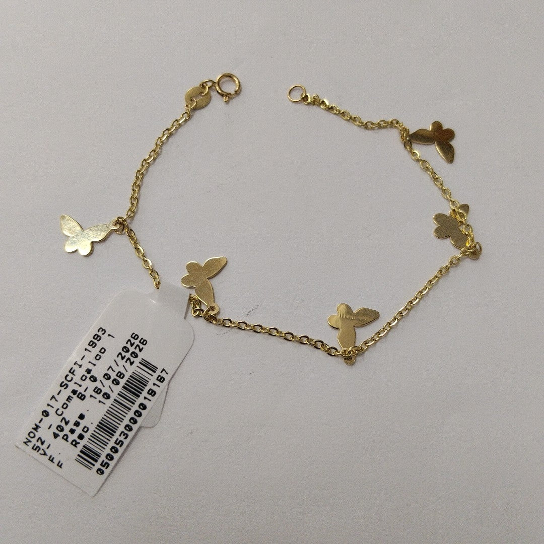PULSERA ESPECIAL CON MARIPOSAS 14K 18 CM 2.1 GR (NUEVO)
