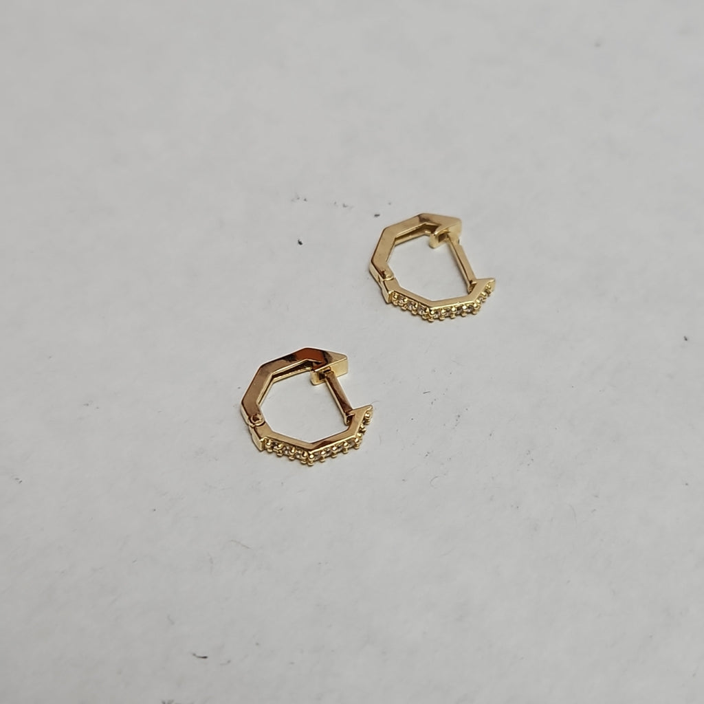 ARETES HUGGIES C CIRCONIAS 14K 1.7 GR (NUEVO)