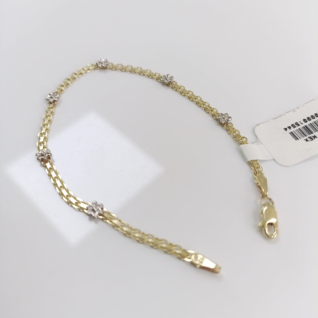 PULSERA ESPECIAL C FLORES 14K 18 CM 2.9 GR (NUEVO)