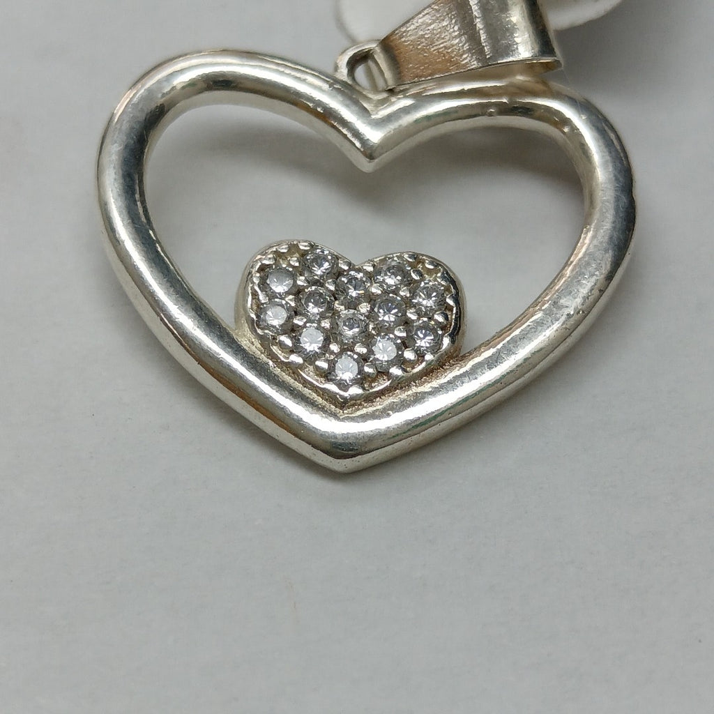DIJE CORAZON C/CIRCONIAS PLATA .925 2.5 GR (NUEVO)