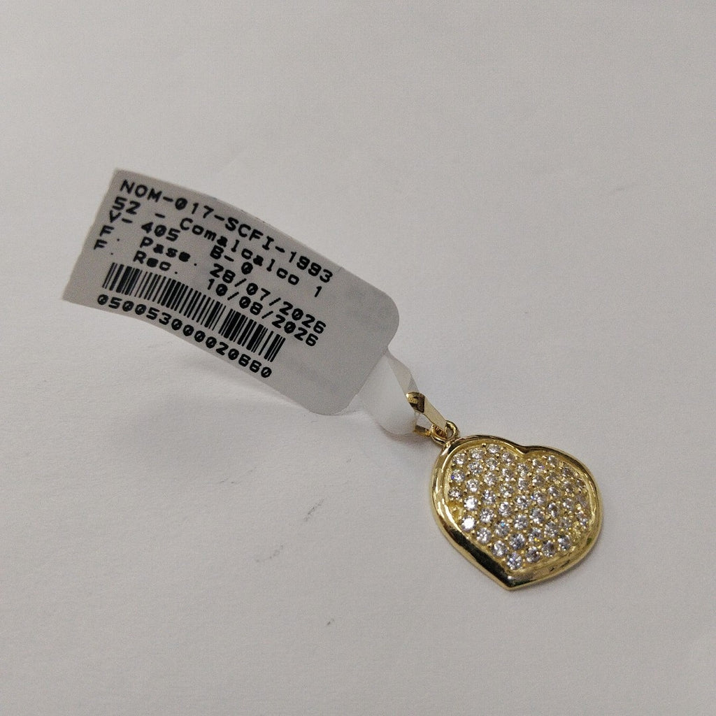DIJE TEJIDO CORAZON CON CIRCONIAS 14K 1.8 GR (NUEVO)