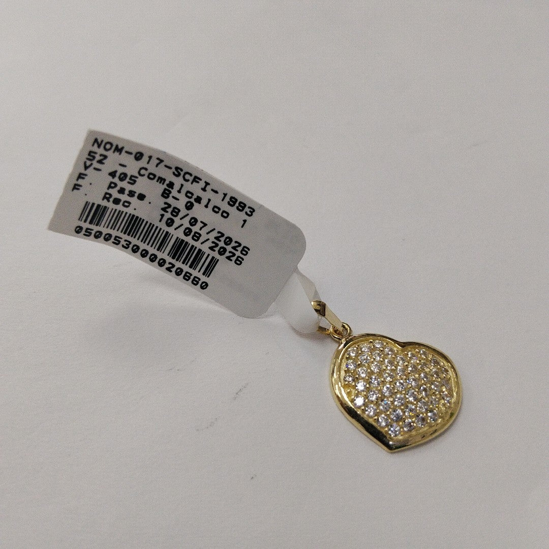 DIJE TEJIDO CORAZON CON CIRCONIAS 14K 1.8 GR (NUEVO)