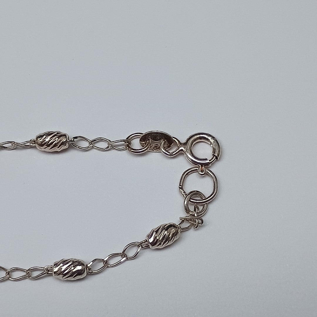 PULSERA TEJIDO CORAZON PLATA .925 18 CM 3.4 GR (NUEVO)