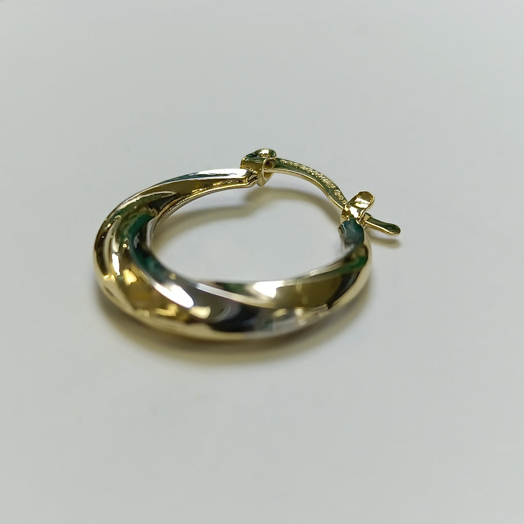 ARETES TEJIDO ARRACADA TRENZADA COMBINADA 14K 1.8 GR (NUEVO)