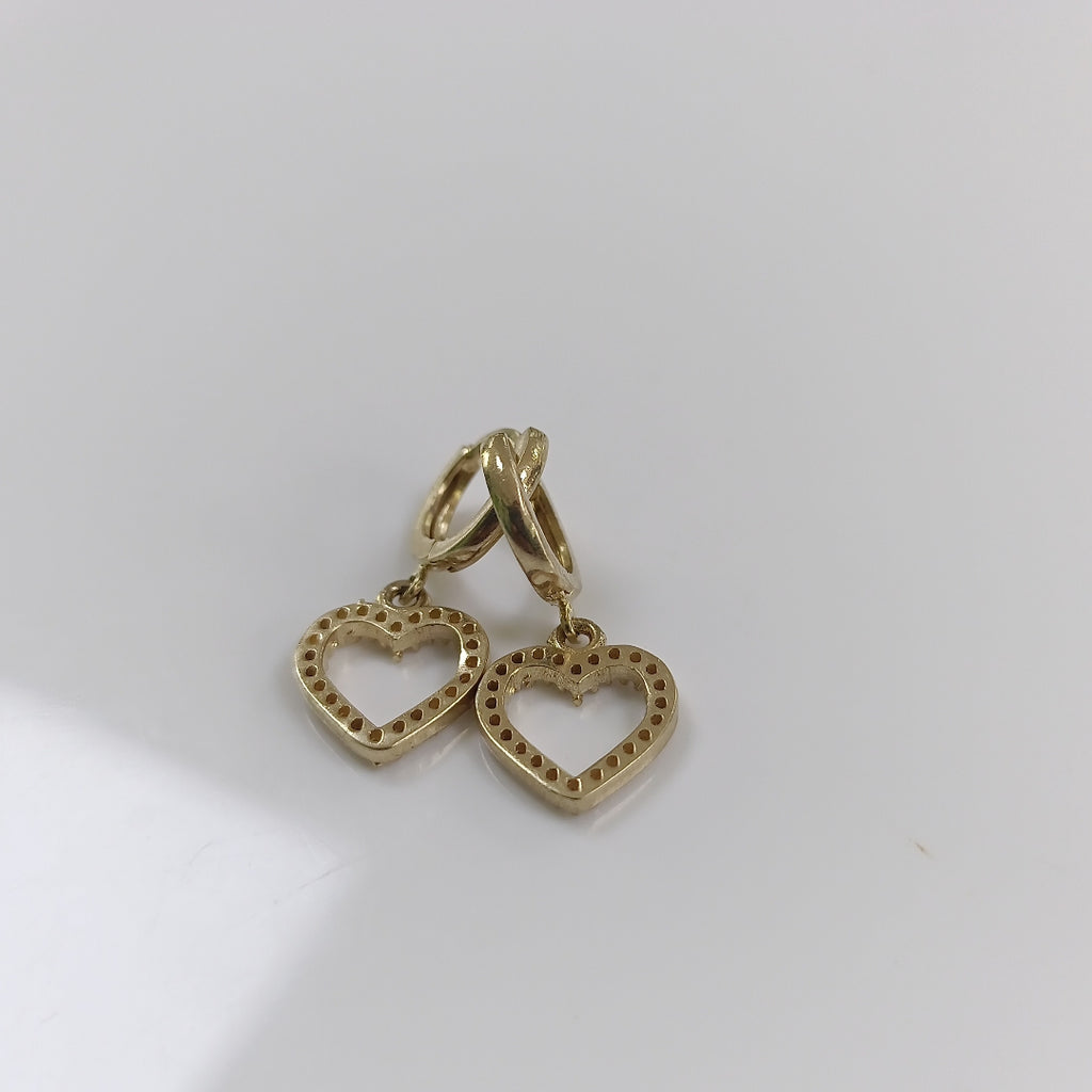 ARETES FIG CORAZON C CIRCONIAS 10K 2.6 GR (NUEVO)