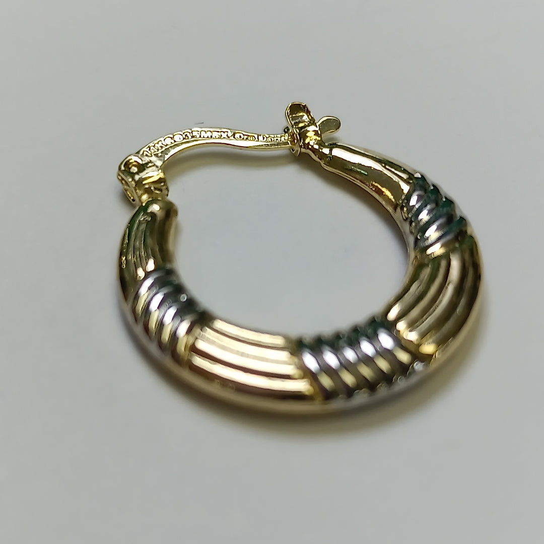 ARETES TEJIDO ARRACADAS COMBINADAS HUECAS 14K 2.1 GR (NUEVO)