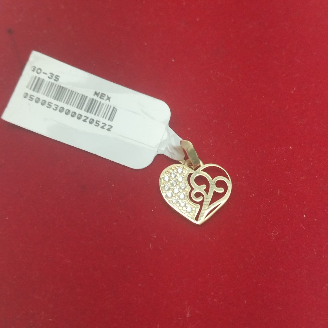 DIJE TEJIDO CORAZON CON CIRCONIAS Y ARBOL DE LA VIDA 14K 0.8 GR (NUEVO)