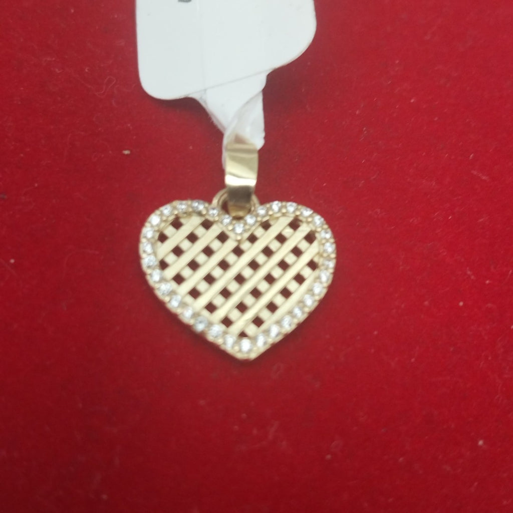 DIJE TEJIDO CORAZON CON CERCO DE CIRCONIAS 14K 1.2 GR (NUEVO)