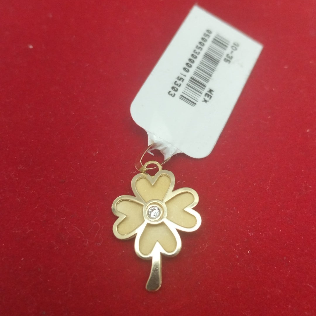 DIJE FIG TREBOL C CIRCONIA 14K 0.8 GR (NUEVO)