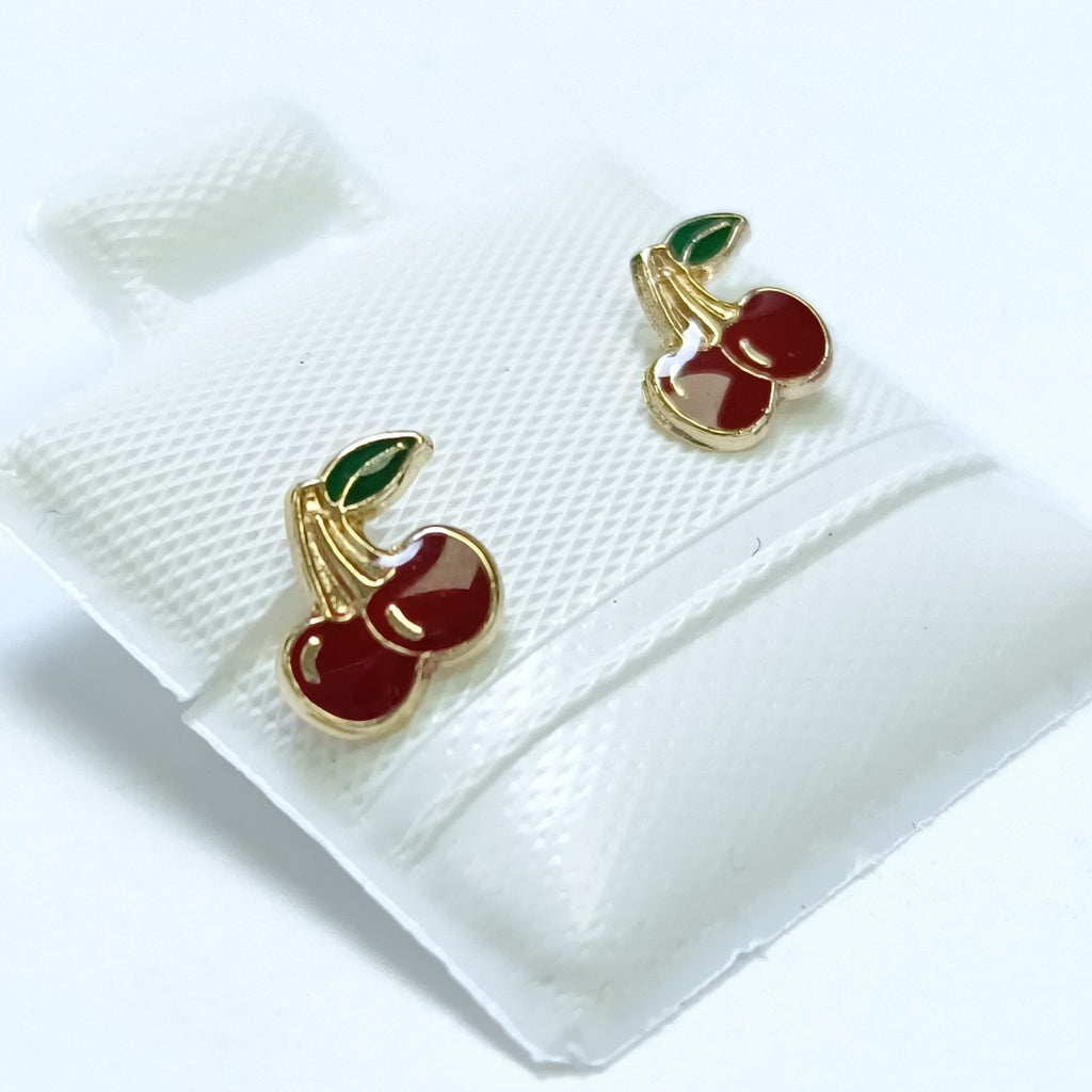 BROQUELES BROQUE FIG CEREZA C ESMALTE 14K 0.2203 GR (NUEVO)