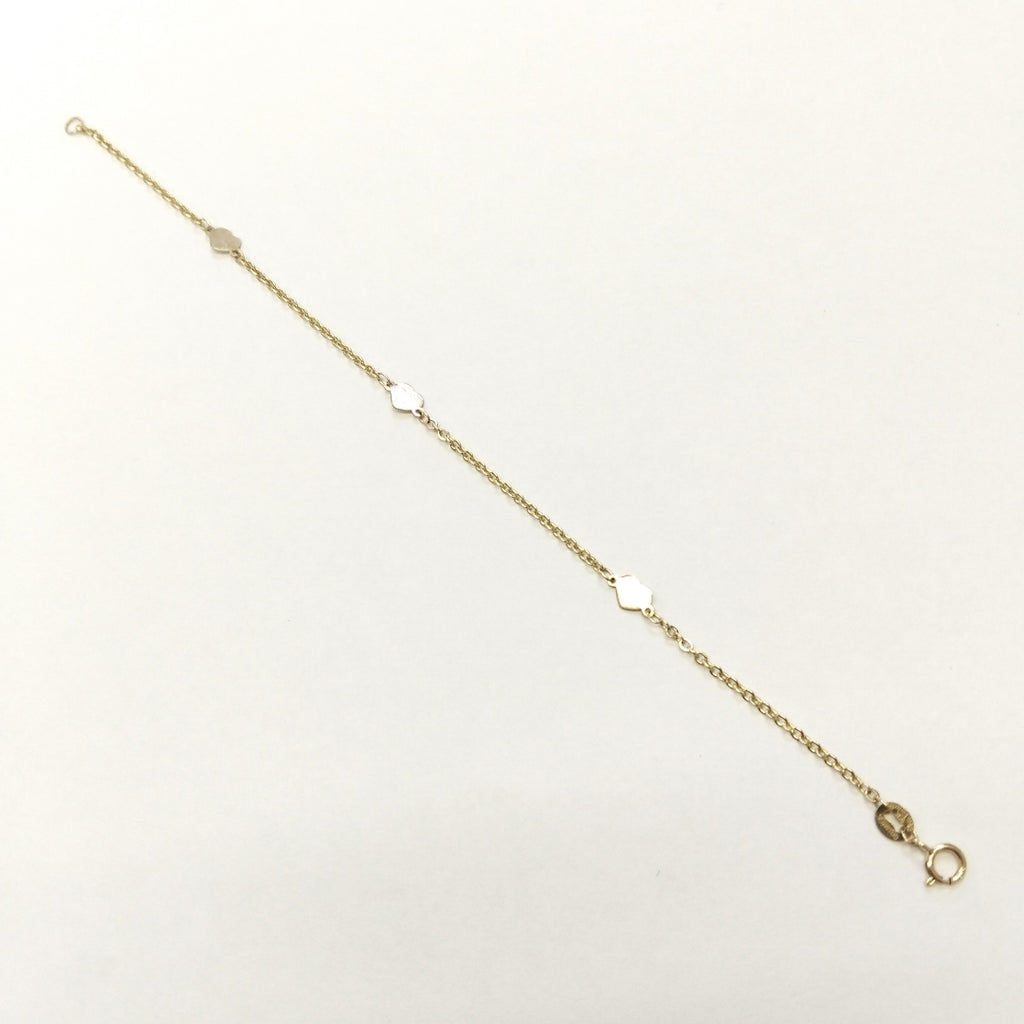 PULSERA TEJIDO ESPECIAL FIG CORAZONES 14K 18 CM 1.3 GR (NUEVO)