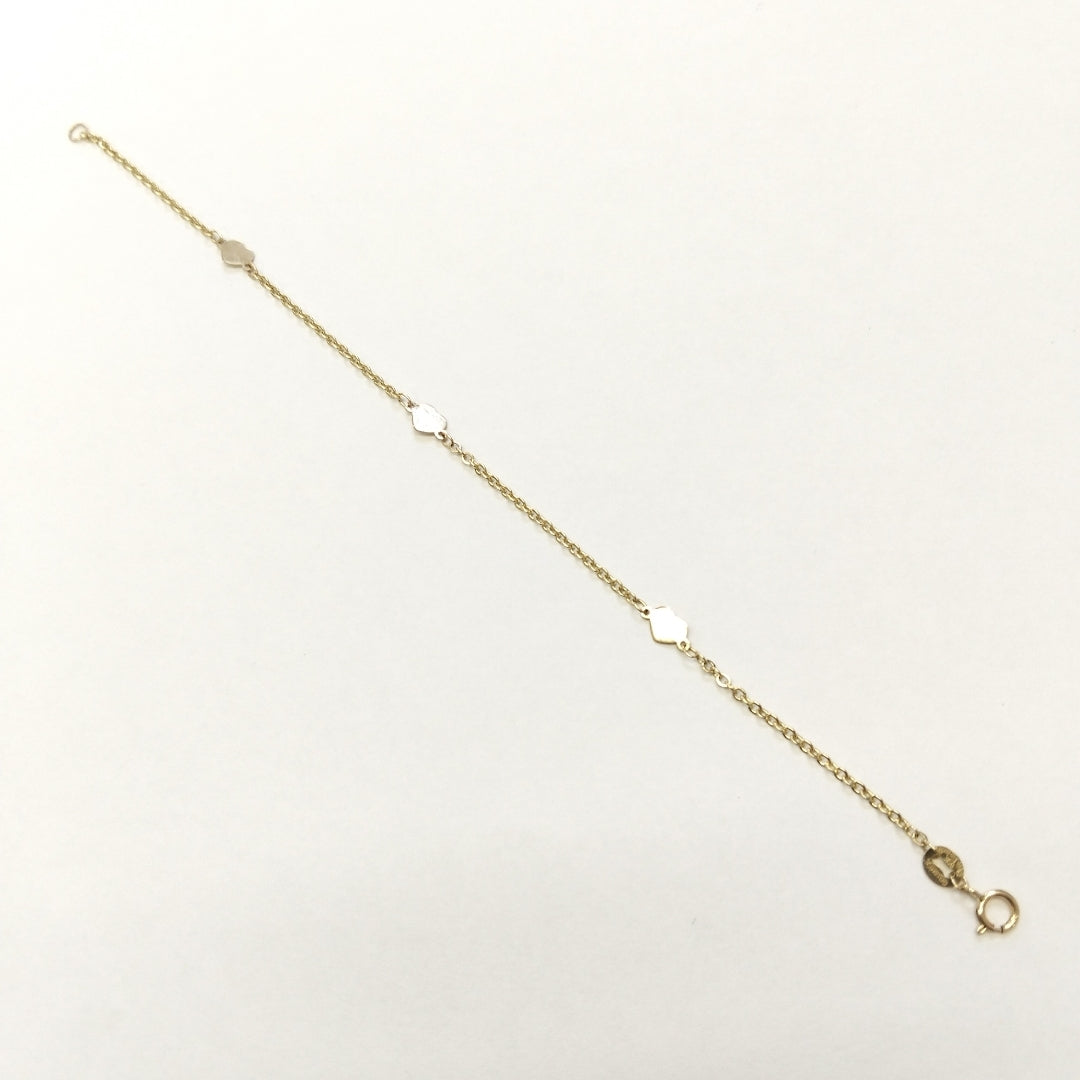 PULSERA TEJIDO ESPECIAL FIG CORAZONES 14K 18 CM 1.3 GR (NUEVO)