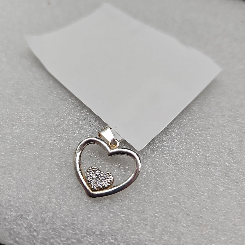DIJE CORAZON C/CIRCONIAS PLATA .925 2.7 GR (NUEVO)