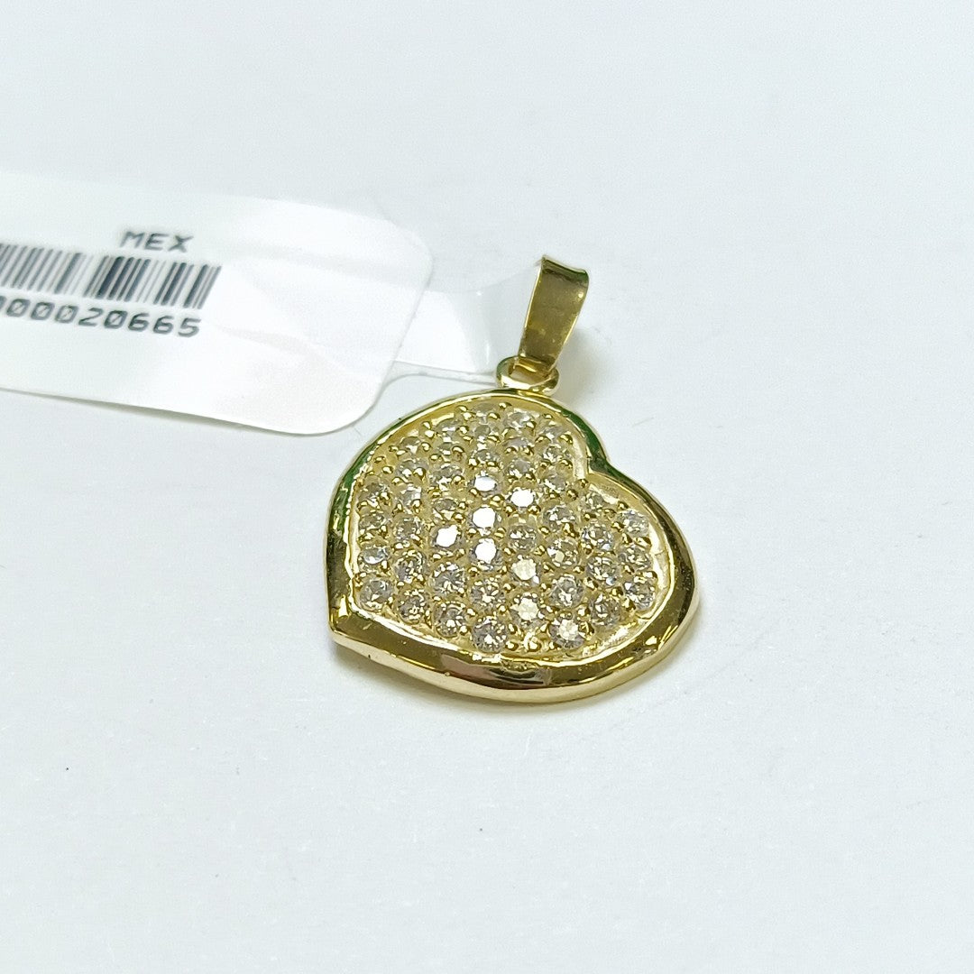DIJE TEJIDO CORAZON CON CIRCONIAS 14K 1.8 GR (NUEVO)