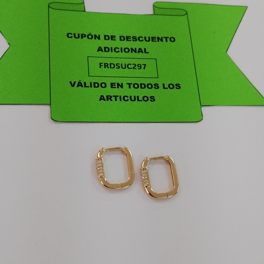 ARETES HUGGIES OVALADA C CIRCONIAS 14K 2.5 GR (NUEVO)