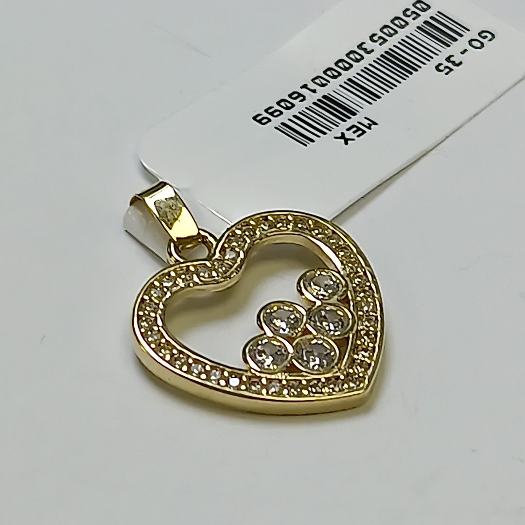 DIJE CORAZON CON CIRCONIAS 14K 1.7 GR (NUEVO)