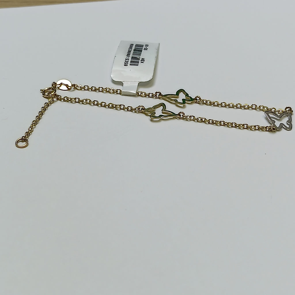 PULSERA ESPECIAL C MARIPOSAS 14K 18 CM 1.7 GR (NUEVO)