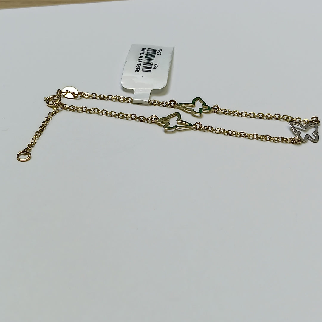PULSERA ESPECIAL C MARIPOSAS 14K 18 CM 1.7 GR (NUEVO)