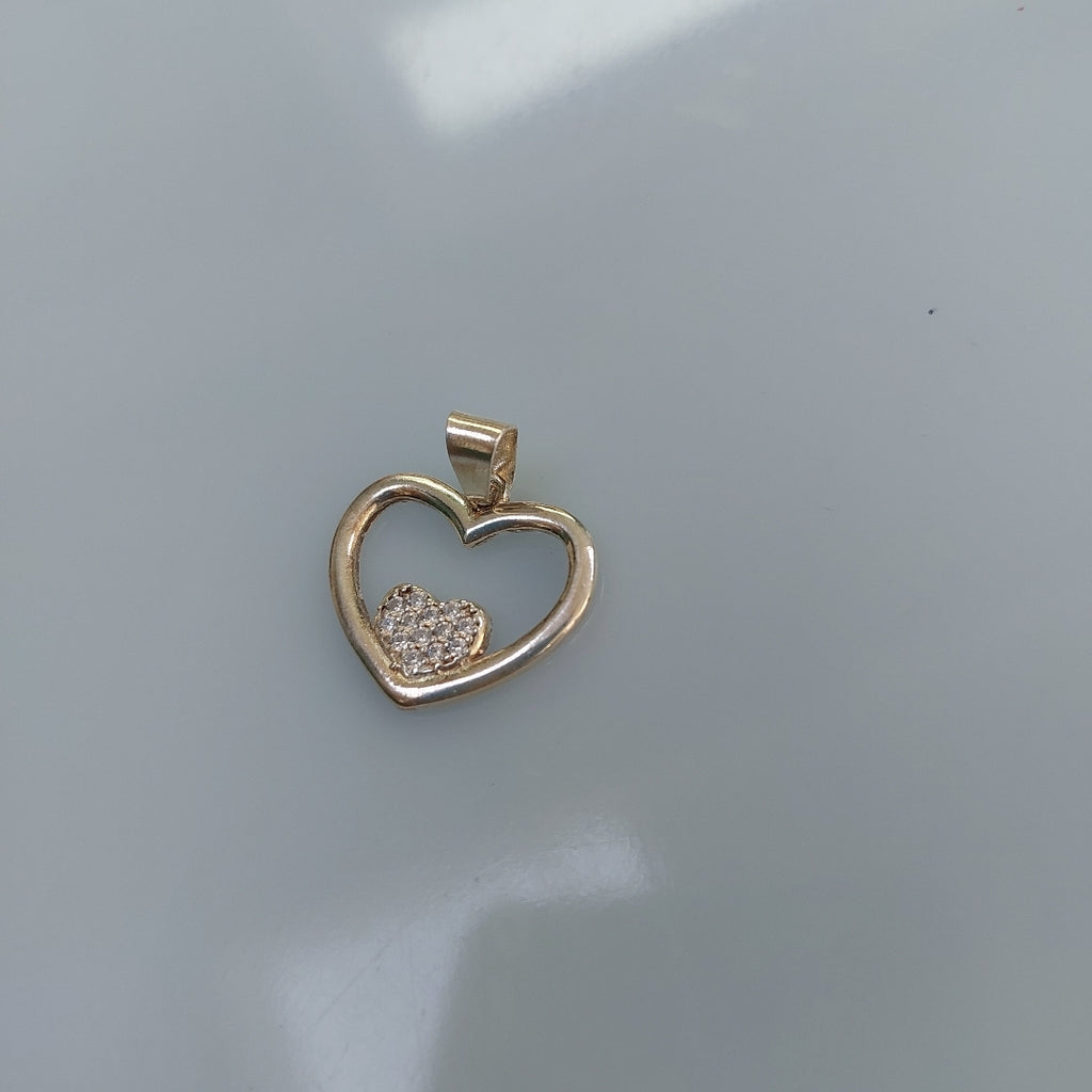 DIJE CORAZON C/CIRCONIAS PLATA .925 2.7 GR (NUEVO)