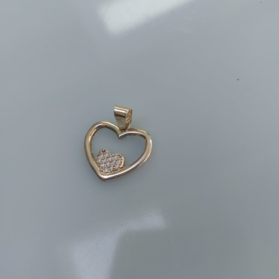 DIJE CORAZON C/CIRCONIAS PLATA .925 2.7 GR (NUEVO)
