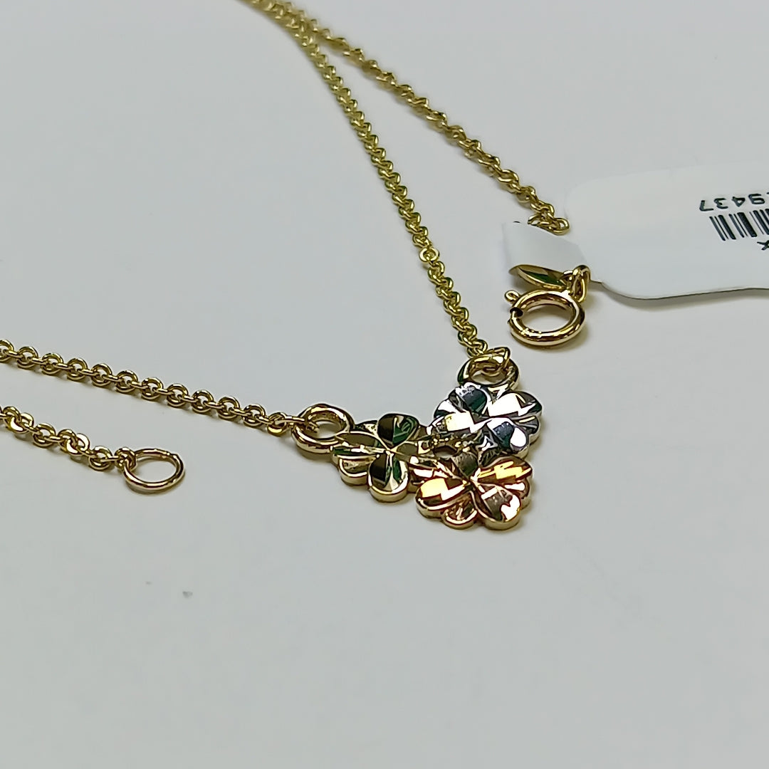 CADENA TEJIDO GARGANTILLA ESPECIAL C FLORES 14K 45 CM 2.9 GR (NUEVO)