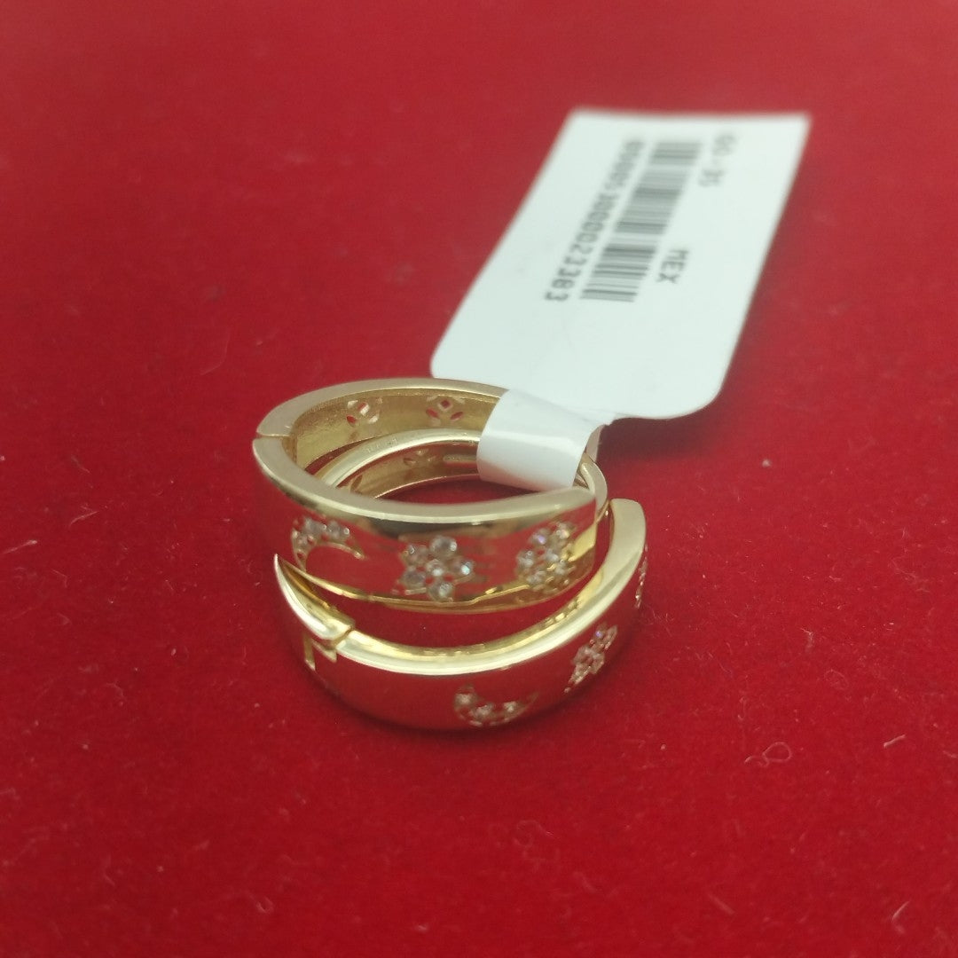 ARETES TEJIDO HUGGIES CON CIRCONIAS 14K 2.9 GR (NUEVO)