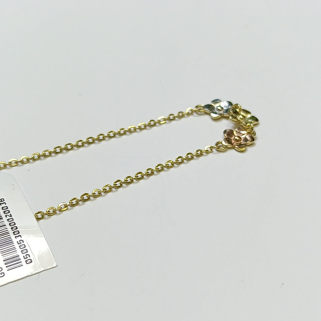 PULSERA TEJIDO ESPECIAL FIG FLORES 14K 18 CM 2.1 GR (NUEVO)
