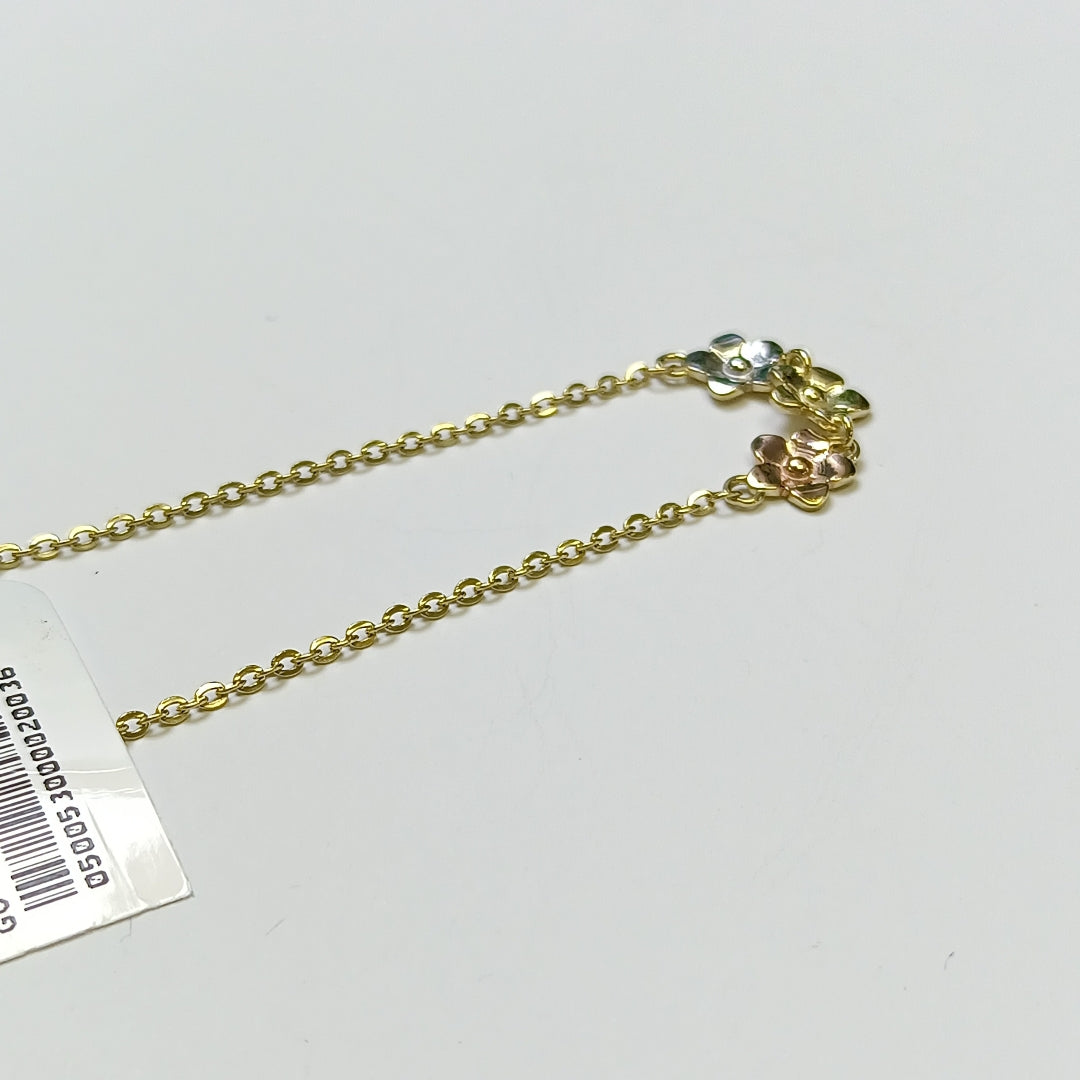 PULSERA TEJIDO ESPECIAL FIG FLORES 14K 18 CM 2.1 GR (NUEVO)