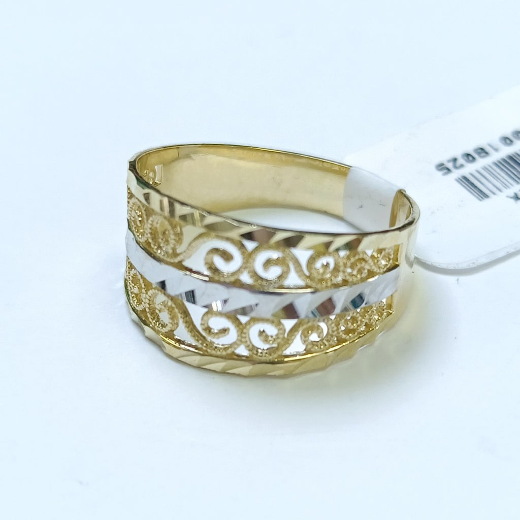 ANILLOS TIPO FILIGRANA COMBINADO 14K TALLA 8 2.8 GR (NUEVO)