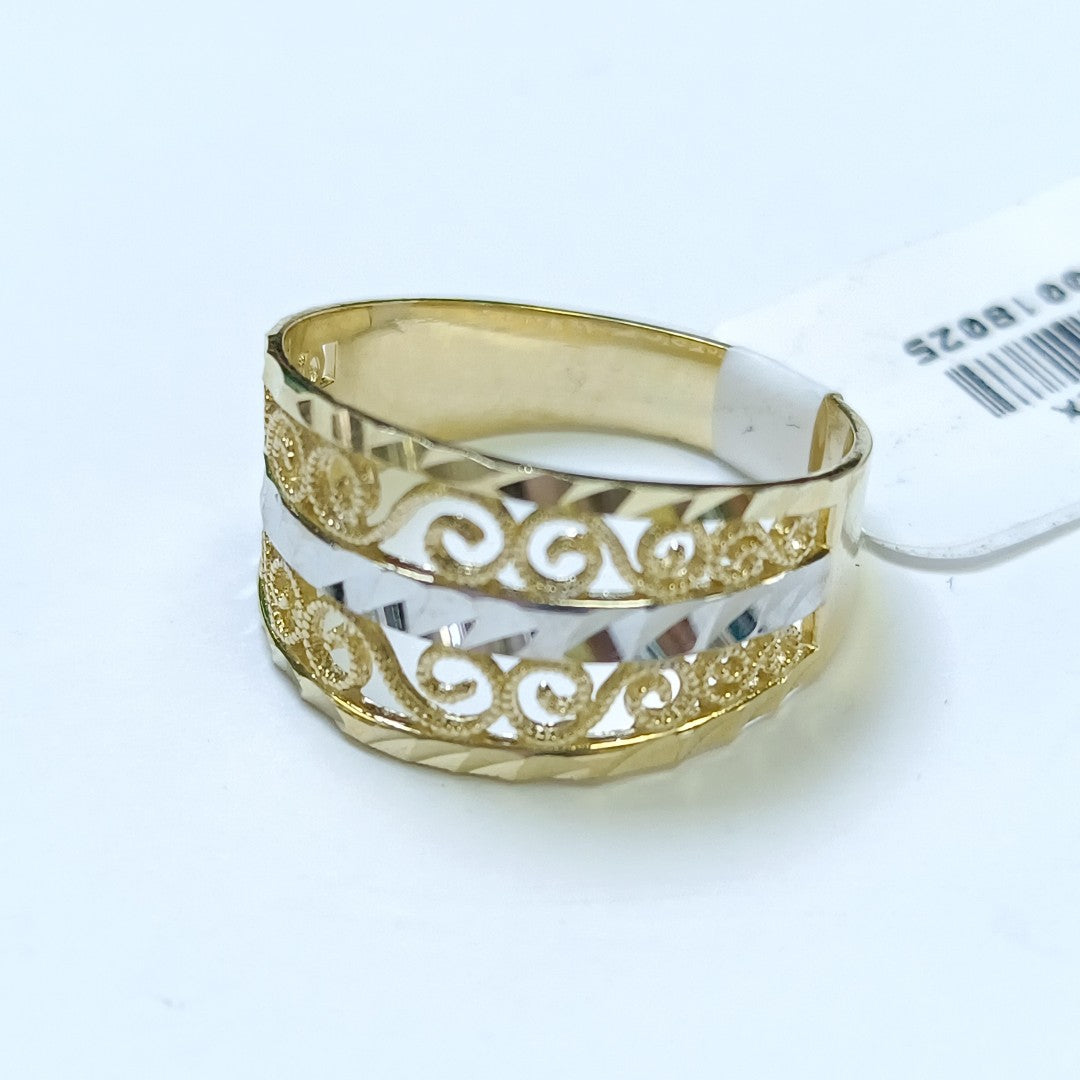 ANILLOS TIPO FILIGRANA COMBINADO 14K TALLA 8 2.8 GR (NUEVO)