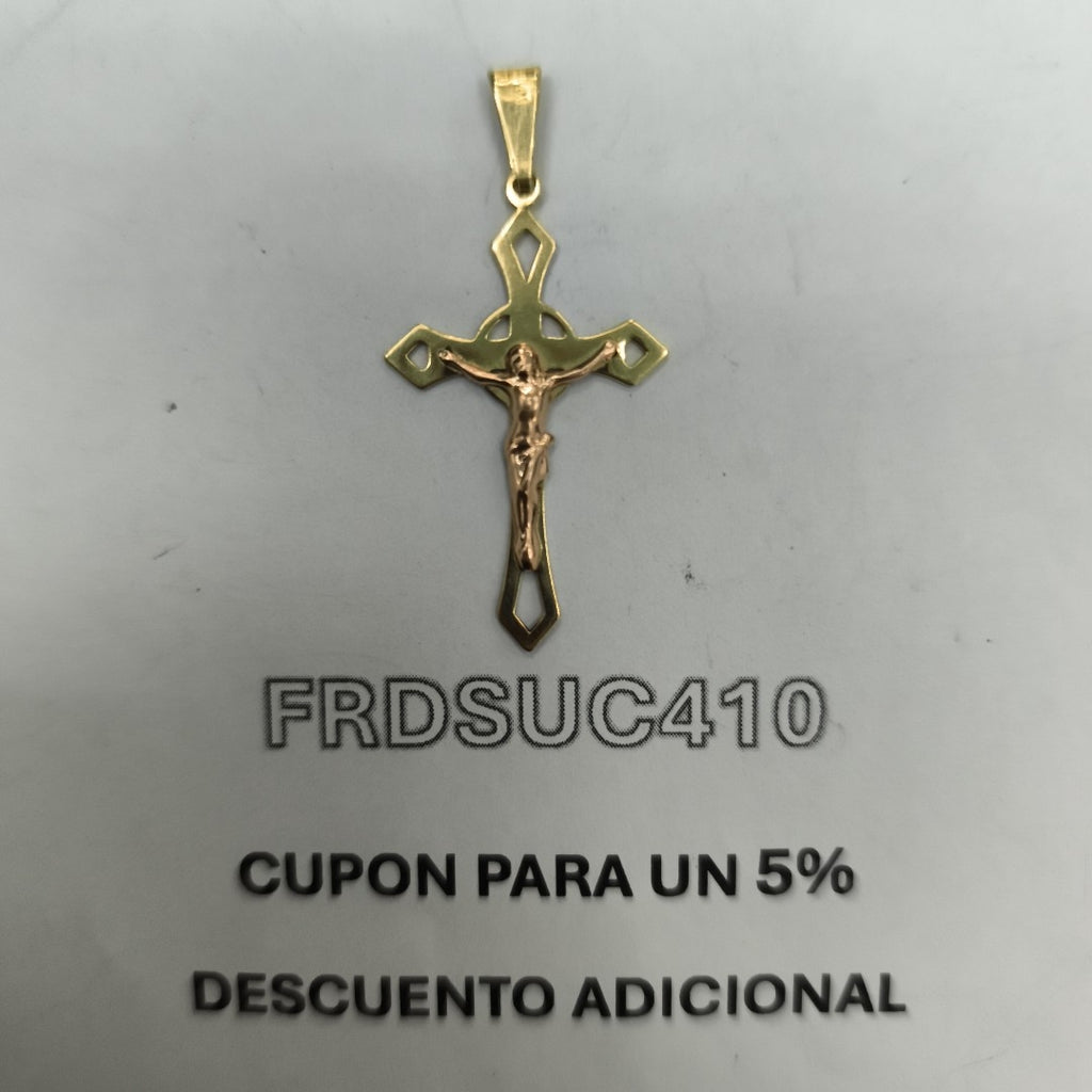 CRUCIFIJO ORO COMBINADO 14 K 1.4 GRMS (SEMINUEVO)