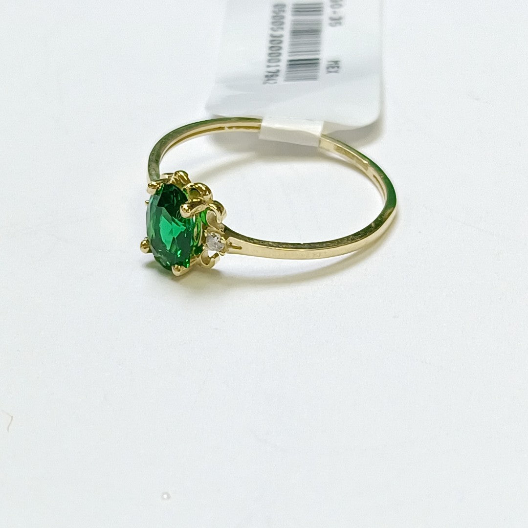 ANILLOS CON CIRCONIAS Y PIEDRA DE COLOR VERDE 14K TALLA 9 1.1 GR (NUEVO)