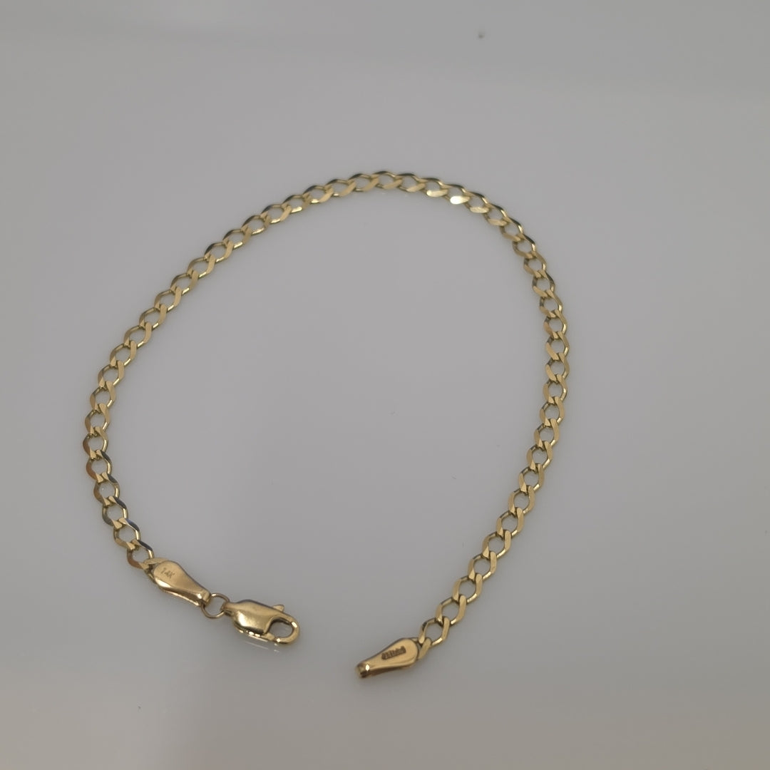 PULSERA TEJIDO BARBADA 14K 21 CM 3.8 GR (NUEVO)