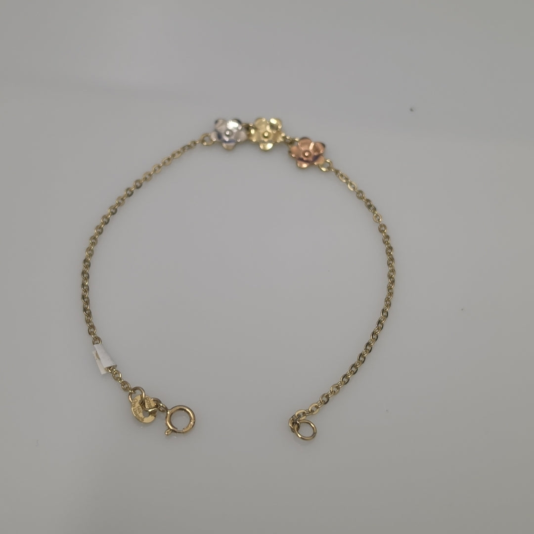 PULSERA TEJIDO ESPECIAL FIG FLORES 14K 18 CM 2 GR (NUEVO)