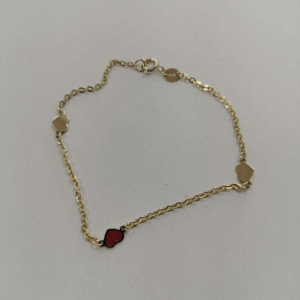 PULSERA ESPECIAL CON CORAZONES 14K 18 CM 1.4 GR (NUEVO)