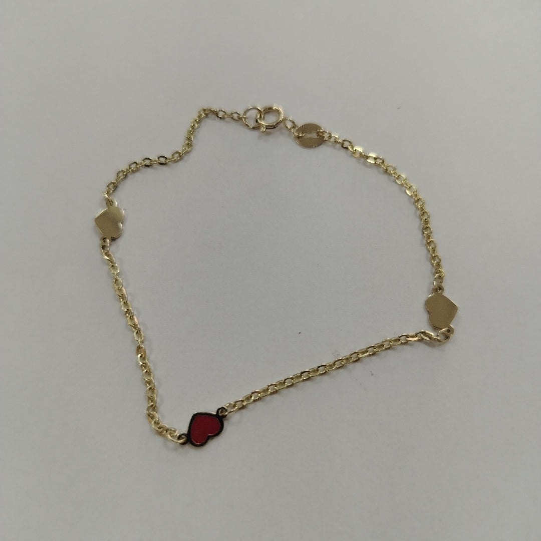 PULSERA ESPECIAL CON CORAZONES 14K 18 CM 1.4 GR (NUEVO)