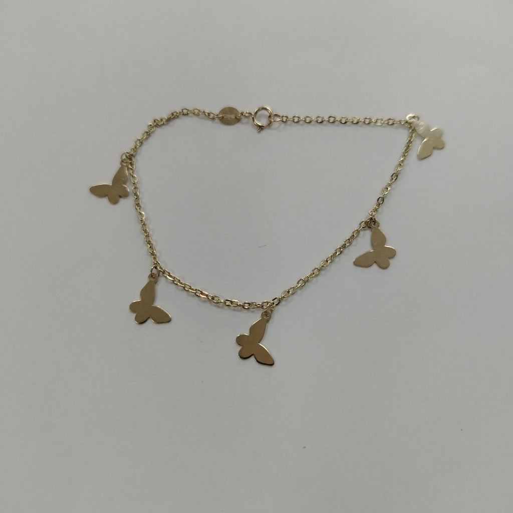 PULSERA ESPECIAL CON MARIPOSAS 14K 18 CM 2 GR (NUEVO)
